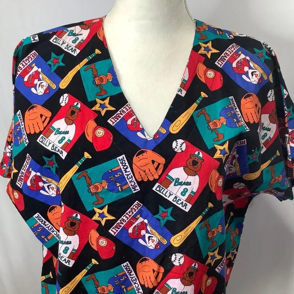 Womans Cotton Scrub‎ Size M Billy Bear Mickey Moose Reggie Rabbit xmas